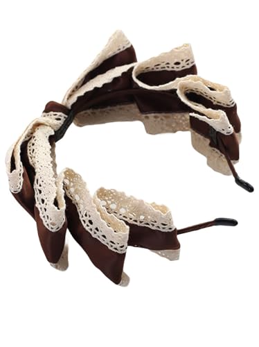 Handgemachtes Schleifen-Stirnband, Großes Schleifen-Haarband, Lolita-Haarschmuck, Mode-Haarnadel, Mädchen-Frauen-Kopfschmuck for Party(Coffee) von OJIJO
