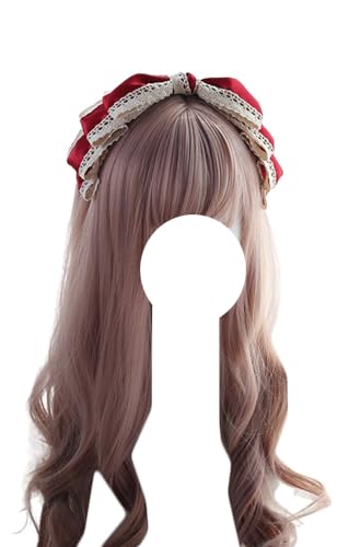 Handgemachtes Schleifen-Stirnband, Großes Schleifen-Haarband, Lolita-Haarschmuck, Mode-Haarnadel, Mädchen-Frauen-Kopfschmuck for Party(Wine Red) von OJIJO