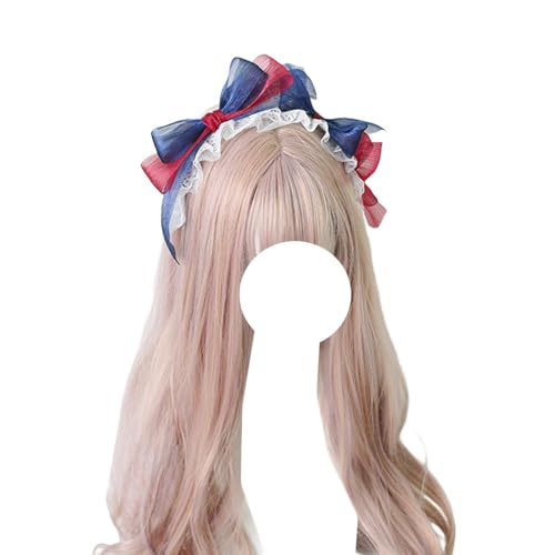 Lolita-Haarschmuck, Stirnband mit Schleife und Spitze, Haarband mit Schleife for Dienstmädchen, Kopfbedeckung for Mädchen, modische Haarnadel for Damen for Kostümpartys(Red) von OJIJO