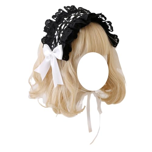 Lolita-Stirnband aus schwarzer Spitze, Gothic-Haarschmuck for Dienstmädchen, Haarnadel for Damen, Kopfschmuck for Mädchen for Cosplay-Partys(White) von OJIJO