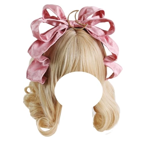 Stoffschleifen-Stirnband, Großer Schleifen-Kopfreif, Lolita-Haarschmuck, Modische Haarnadel, Kopfbedeckungen for Frauen und Mädchen for die Abschlussball-Teeparty(Pink) von OJIJO
