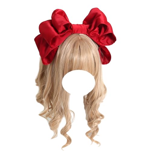 Stoffschleifen-Stirnband, Großer Schleifen-Kopfreif, Lolita-Haarschmuck, Modische Haarnadel, Kopfbedeckungen for Frauen und Mädchen for die Abschlussball-Teeparty(Red 1) von OJIJO