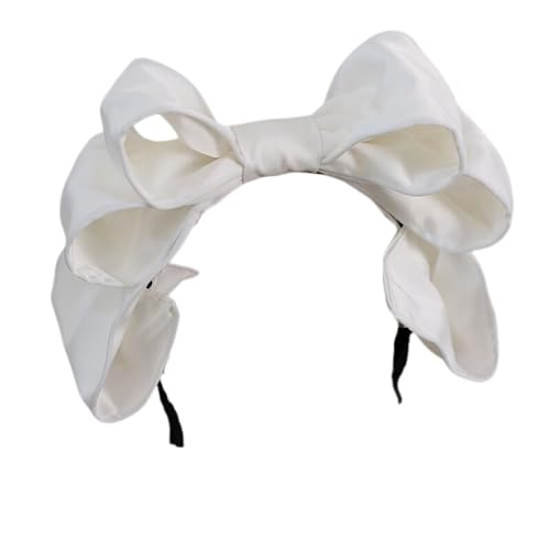 Stoffschleifen-Stirnband, Großer Schleifen-Kopfreif, Lolita-Haarschmuck, Modische Haarnadel, Kopfbedeckungen for Frauen und Mädchen for die Abschlussball-Teeparty(White 1) von OJIJO
