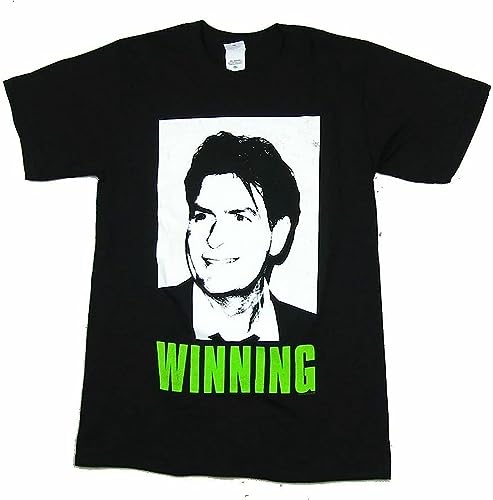 Charlie Sheen Winning Picture Image Black T Shirt 100% Cotton New Official86298 Hemden(Large) von OJWKSXLL