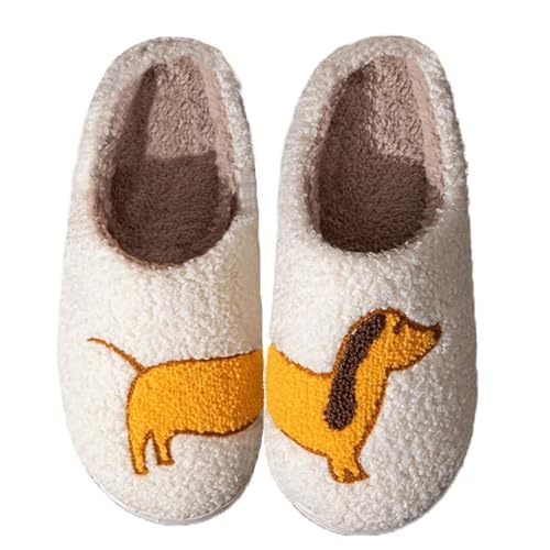 OJXTRDE Niedliche Dachshund Hausschuhe für Frauen und Männer - Fuzzy Memory Foam Cartoon Tier Pantoffeln - Neuheit Lustige Hund Winter Warm Plüsch Slippers von OJXTRDE