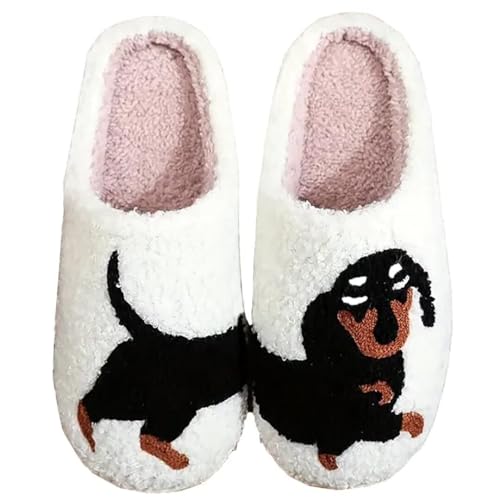 OJXTRDE Niedliche Dachshund Hausschuhe für Frauen und Männer - Memory Foam Cartoon Tier Pantoffeln - Lustige Hund Winter Warm Plüsch Slippers von OJXTRDE