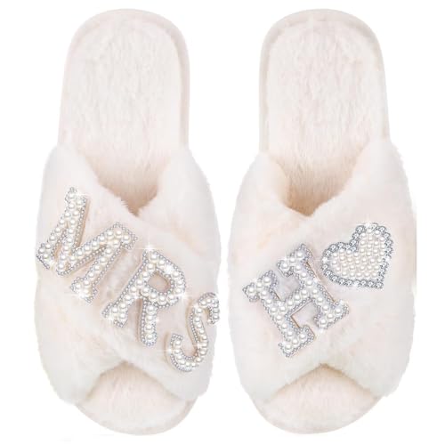 OJXTRDE MRS Braut Pantoffeln Kreuz Band Hausschuhe Offene Zehe Weiß Braut Thema Hausschuhe Braut Dusche Geschenke für Hochzeitstag Hen Party OJXTRDE MRS Braut Pantoffeln Kreuz Band Hausschuhe Offene Zehe Weiß Braut Thema Hausschuhe Braut Dusche Geschenke für Hochzeitstag Hen Party von OJXTRDE