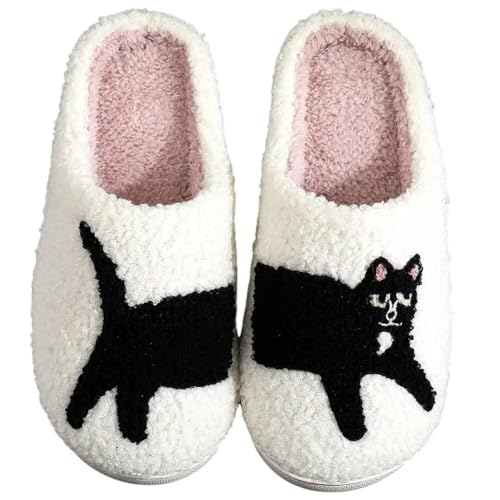 OJXTRDE Niedliche Kätzchen Hausschuhe für Frauen und Männer - Fuzzy Memory Foam Cartoon Tier Pantoffeln - Neuheit Lustige Katzen Winter Warm Plüsch Slipper von OJXTRDE