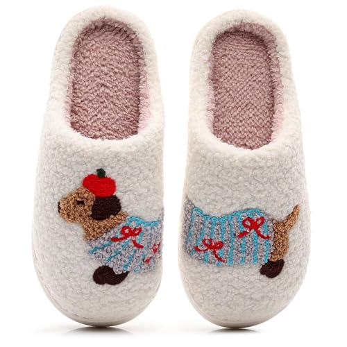 OJXTRDE Niedliche Neuheit Tier Dackel Hausschuhe Lustige Haustier Hund Hausschuhe Wurst Hund Corgi Deutscher Schäferhund Pantoffeln Innen Baumwolle Warm Hausschuhe von OJXTRDE