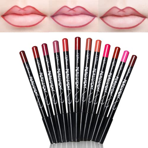 12Pcs Professionelle Lippenstift Set Glatte Lippenkontur Modellierung Kit Nude Series Matte Lip Set Langanhaltende Matte Wasserdichte Make-up Lippe Set für Frauen (01) von OKENTEN