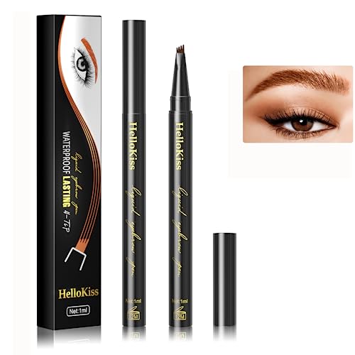 Augenbrauenstift mit 4 Fork Tips, Wasserdicht Langanhaltend Augenbrauenstift Microblading Augenbrauenstift mit Mikro-Gabelspitze-Applikator Eyebrow Pencil Eyebrow Pen für Natürlich Augen Make-up (01) von OKENTEN