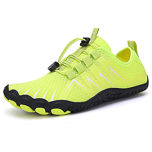 OKESYO Unisex Barfußschuhe Herren Damen Atmungsaktiv Traillaufschuhe rutschfest Badeschuhe Schnell Trocknend Wasserschuhe mit Breiter Zehenbox Gr. 35-46 (Grün) von OKESYO