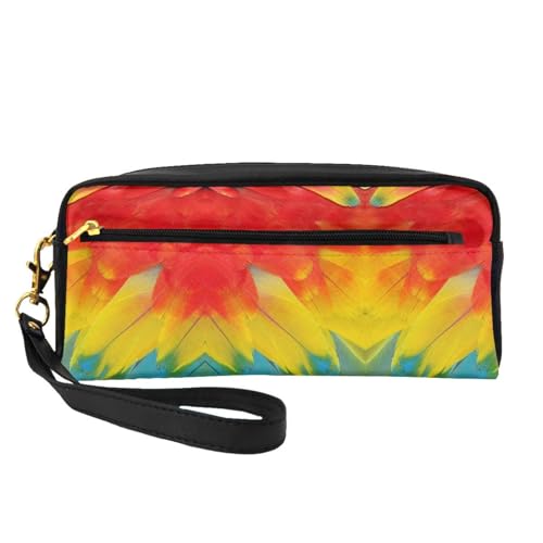 Fantastische kleine Make-up-Tasche mit Papageienfedern, Reise-Make-up-Tasche, Kosmetiktasche für Damen, Kosmetiktasche, langlebiger Reißverschluss, Schwarz , Einheitsgröße, Kosmetiktasche von OKFSTY