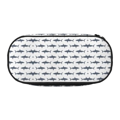 Fish and Shark Federmäppchen mit Reißverschluss, niedlich, ästhetisch, großes Fassungsvermögen, tragbar, Schreibtisch-Organizer für Erwachsene, Schwarz , Einheitsgröße, Taschen-Organizer von OKFSTY