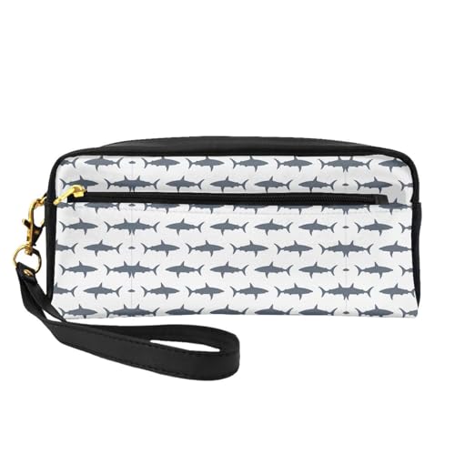Fish and Shark Kleine Make-up-Tasche, Reise-Make-up-Tasche, Kosmetiktasche für Damen, Kosmetiktasche, langlebiger Reißverschluss, Schwarz , Einheitsgröße, Kosmetiktasche von OKFSTY