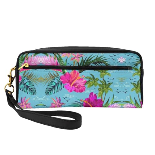 Hello Hawaii kleine Make-up-Tasche, Reise-Make-up-Tasche, Kosmetiktasche für Damen, Kosmetiktasche, langlebiger Reißverschluss, Schwarz , Einheitsgröße, Kosmetiktasche von OKFSTY