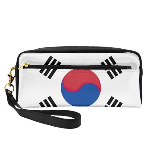 Kleine Make-up-Tasche mit Flagge der Republik Korea, Reise-Make-up-Tasche, Kosmetiktasche für Damen, Kosmetiktasche, langlebiger Reißverschluss, Schwarz , Einheitsgröße, Kosmetiktasche von OKFSTY