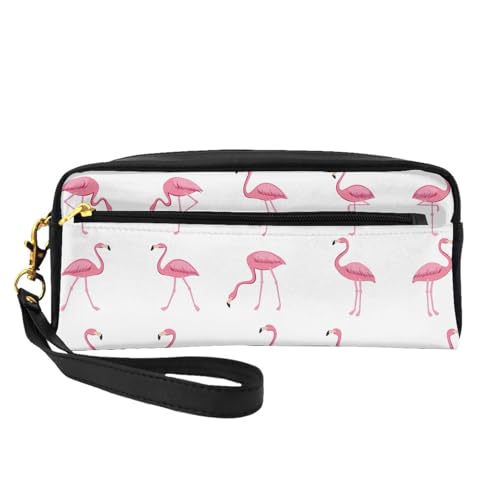 Kleine Make-up-Tasche mit Flamingos auf weißem Hintergrund, Reise-Make-up-Tasche, Kosmetiktasche für Damen, Kosmetiktasche, langlebiger Reißverschluss, Schwarz , Einheitsgröße, Kosmetiktasche von OKFSTY