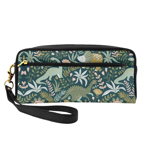 Kleine Make-up-Tasche mit süßem Dinosaurier-Motiv, Reise-Make-up-Tasche, Kosmetiktasche für Damen, Kosmetiktasche, langlebiger Reißverschluss, Schwarz , Einheitsgröße, Kosmetiktasche von OKFSTY
