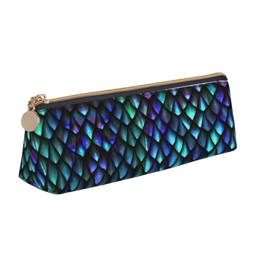 OKFSTY 3D Magical Dragon Scales Pattern Classic Triangular Design Portable Leather Pencil Case with Large Storage Capacity Pencil Pouch, weiß, Einheitsgröße, Kosmetiktasche OKFSTY 3D Magical Dragon Scales Pattern Classic Triangular Design Portable Leather Pencil Case with Large Storage Capacity Pencil Pouch, weiß, Einheitsgröße, Kosmetiktasche von OKFSTY