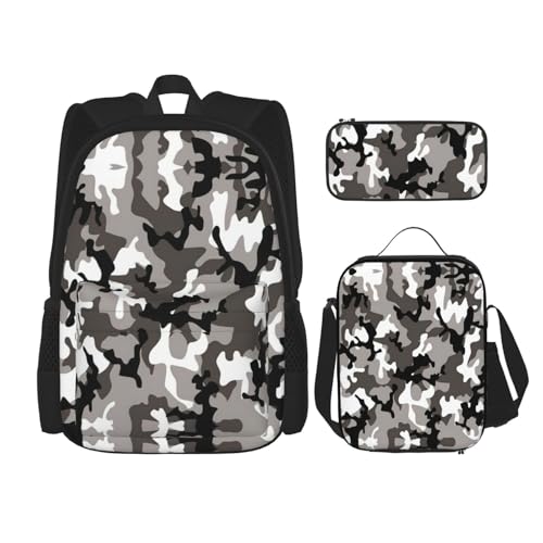 OKFSTY Ack Rucksack, 40,6 cm, für Jungen, Vorschule, Elementar-Büchertasche und Lunchbox, leicht, Grau / Weiß, 3 Stück, Schwarz , Einheitsgröße, Schulranzen-Set OKFSTY Ack Rucksack, 40,6 cm, für Jungen, Vorschule, Elementar-Büchertasche und Lunchbox, leicht, Grau / Weiß, 3 Stück, Schwarz , Einheitsgröße, Schulranzen-Set von OKFSTY