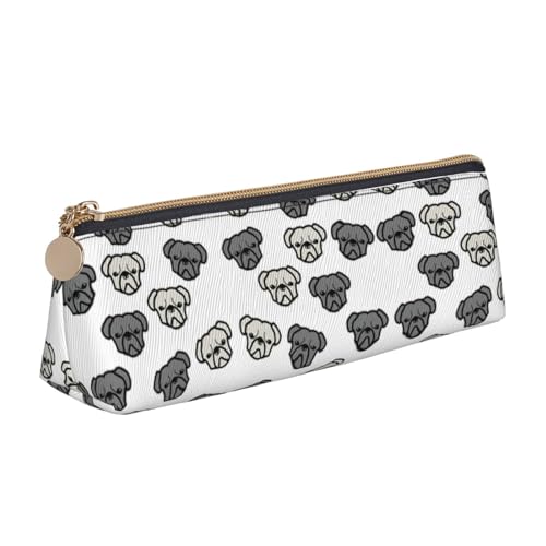 OKFSTY American Bulldog Head Classic Triangular Design Portable Leather Pencil Case with Large Storage Capacity Pencil Pouch, weiß, Einheitsgröße, Kosmetiktasche OKFSTY American Bulldog Head Classic Triangular Design Portable Leather Pencil Case with Large Storage Capacity Pencil Pouch, weiß, Einheitsgröße, Kosmetiktasche von OKFSTY