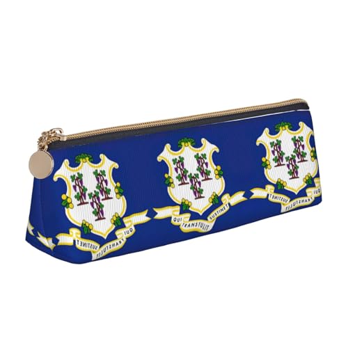 OKFSTY Connecticut Federmäppchen mit Staatsflagge, ästhetisch mit dreieckigem Design, Stifteetui für Kinder, für Pinsel, Bleistifte, weiß, Einheitsgröße, Taschen-Organizer von OKFSTY