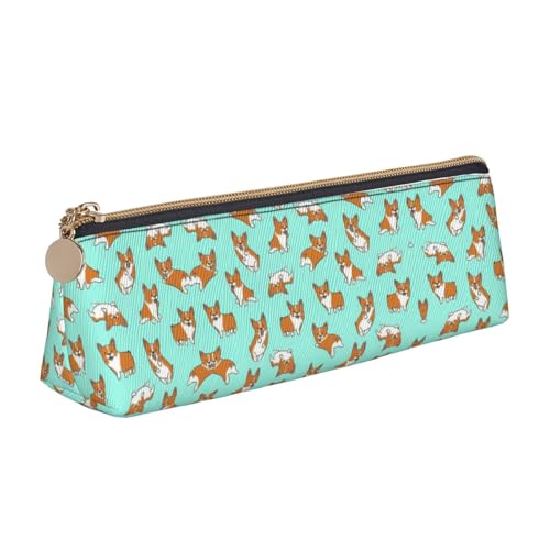 OKFSTY Corgi Federmäppchen mit niedlichem Hund, ästhetisch mit dreieckigem Design, Stifteetui für Kinder, für Pinsel, Bleistifte, weiß, Einheitsgröße, Taschen-Organizer von OKFSTY