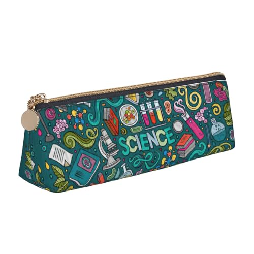 OKFSTY Federmäppchen mit Cartoon-Wissenschaftsthema, ästhetisch mit dreieckigem Design, Stifteetui für Kinder, für Pinsel, Bleistifte, weiß, Einheitsgröße, Taschen-Organizer von OKFSTY