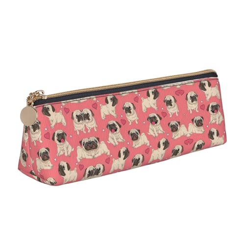 OKFSTY Federmäppchen mit Mops-Motiv, ästhetisch mit dreieckigem Design, Stifteetui für Kinder, für Pinsel, Bleistifte, weiß, Einheitsgröße, Taschen-Organizer von OKFSTY