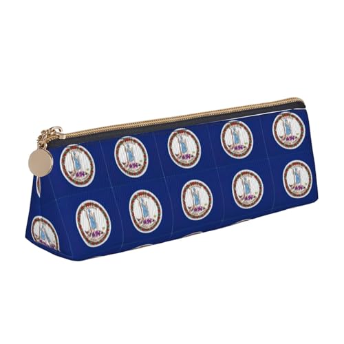 OKFSTY Federmäppchen mit Staatsflagge Virginia, ästhetisch mit dreieckigem Design, Stifteetui für Kinder, für Pinsel, Bleistifte, weiß, Einheitsgröße, Taschen-Organizer von OKFSTY