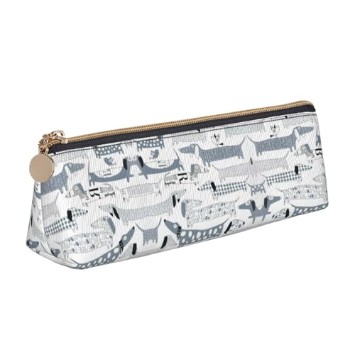 OKFSTY Federmäppchen mit niedlichem Dackel-Motiv, ästhetisch mit dreieckigem Design, Stifteetui für Kinder, für Pinsel, Bleistifte, weiß, Einheitsgröße, Taschen-Organizer von OKFSTY