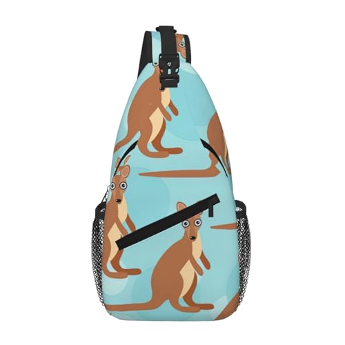 OKFSTY Funny For Kangaroo Zoo Printing Cross Chest Bag Diagonal Cute Prints Suitable For Men Outdoor Hiking Daily Travel Long Trips, Schwarz , Einheitsgröße von OKFSTY