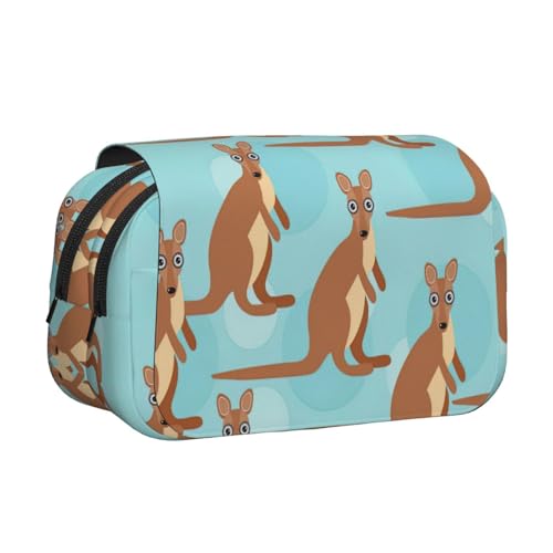OKFSTY Funny for Kangaroo Zoo Printing Double Layer Pen Pencil Case,Large Capacity Storage Pen Pouch for School Supplies for Kids, Schwarz , Einheitsgröße, Taschen-Organizer von OKFSTY