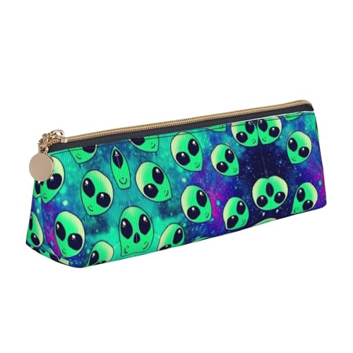 OKFSTY Grünes Aliens-Federmäppchen, ästhetisch mit dreieckigem Design, Stifteetui für Kinder, für Pinsel, Bleistifte, weiß, Einheitsgröße, Taschen-Organizer von OKFSTY