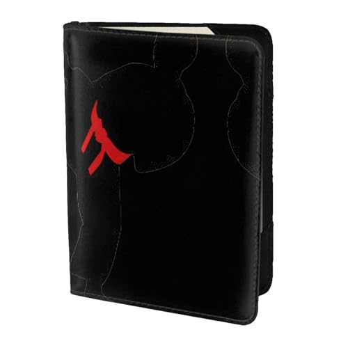 OKFSTY Karate Boy Vector Wechselgürtel Farbdruck Mode Reisepasshülle personalisiert bedruckt Rindsleder Ausweishalter Reisepasshülle 14 cm, Schwarz , Einheitsgröße von OKFSTY