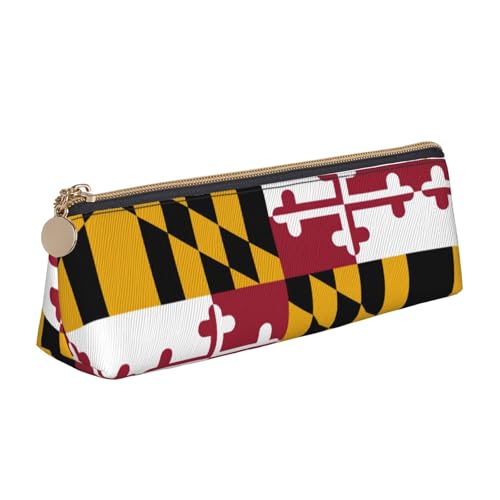 OKFSTY Maryland State Flag Classic Triangular Design Portable Leather Pencil Case with Large Storage Capacity Pencil Pouch, weiß, Einheitsgröße, Kosmetiktasche OKFSTY Maryland State Flag Classic Triangular Design Portable Leather Pencil Case with Large Storage Capacity Pencil Pouch, weiß, Einheitsgröße, Kosmetiktasche von OKFSTY
