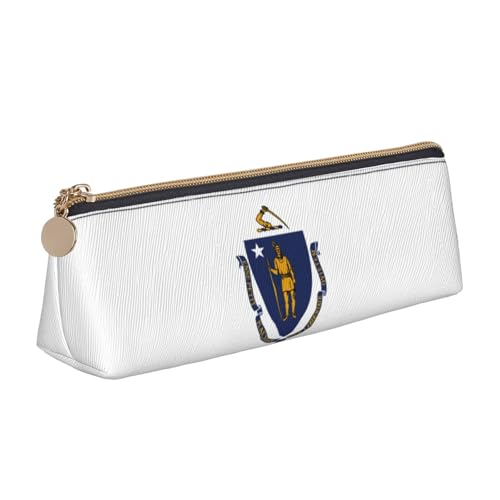 OKFSTY Massachusetts Federmäppchen mit Staatsflagge, ästhetisch mit dreieckigem Design, Stifteetui für Kinder, für Pinsel, Bleistifte, weiß, Einheitsgröße, Taschen-Organizer von OKFSTY