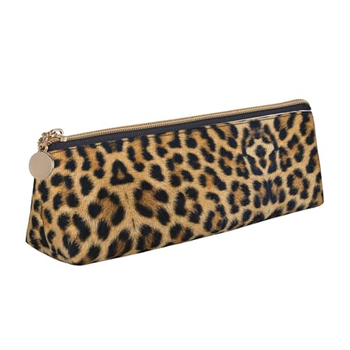 OKFSTY Rough Leopard Print Classic Triangular Design Portable Leather Pencil Case with Large Storage Capacity Pencil Pouch, weiß, Einheitsgröße, Kosmetiktasche OKFSTY Rough Leopard Print Classic Triangular Design Portable Leather Pencil Case with Large Storage Capacity Pencil Pouch, weiß, Einheitsgröße, Kosmetiktasche von OKFSTY