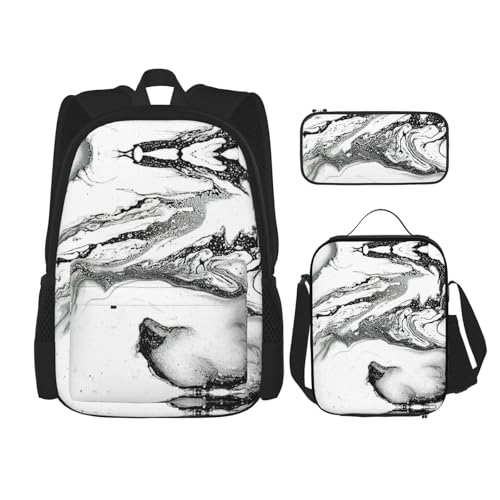 OKFSTY Rucksack aus schwarzem und weißem Marmor, 3-teilig, 40,6 cm, für Jungen, Vorschule, elementare Büchertasche und Lunchbox, geringes Gewicht, Schwarz , Einheitsgröße, Schulranzen-Set OKFSTY Rucksack aus schwarzem und weißem Marmor, 3-teilig, 40,6 cm, für Jungen, Vorschule, elementare Büchertasche und Lunchbox, geringes Gewicht, Schwarz , Einheitsgröße, Schulranzen-Set von OKFSTY