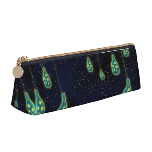 OKFSTY Schöne Flasche Under The Night Sky Classic Triangular Design Portable Leather Pencil Case with Large Storage Capacity Pencil Pouch, weiß, Einheitsgröße, Kosmetiktasche OKFSTY Schöne Flasche Under The Night Sky Classic Triangular Design Portable Leather Pencil Case with Large Storage Capacity Pencil Pouch, weiß, Einheitsgröße, Kosmetiktasche von OKFSTY