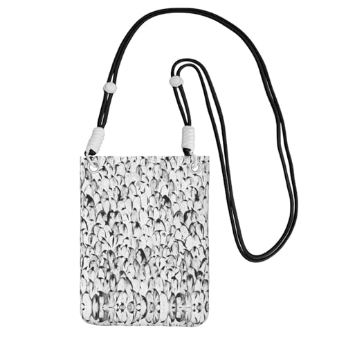 OKFSTY Stilvolle Crowd Of Penguins Pattern Printing Ultralight Crossbody Phone Purse,Smartphone Travel Pouch Shoulder Bag Suitable For Most Phone, Schwarz , Einheitsgröße von OKFSTY