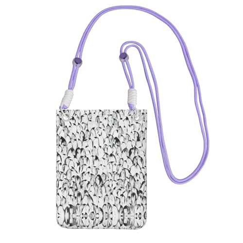 OKFSTY Stilvolle Crowd Of Penguins Pattern Printing Ultralight Crossbody Phone Purse,Smartphone Travel Pouch Shoulder Bag Suitable For Most Phone, violett, Einheitsgröße von OKFSTY