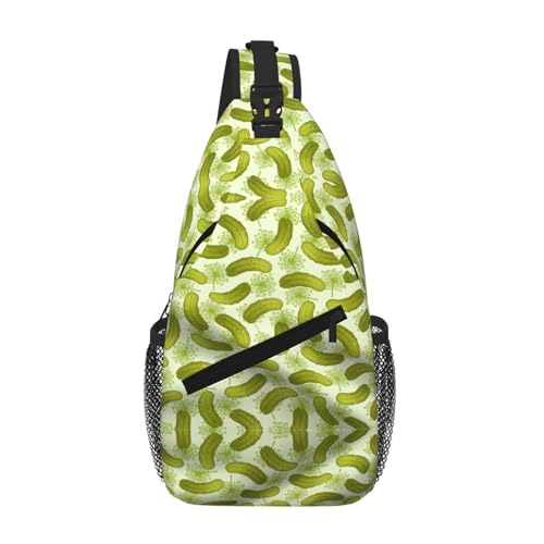 OKFSTY Sushi Dill Pickles Printing Cross Chest Bag Diagonal Cute Prints Suitable For Men Outdoor Hiking Daily Travel Long Trips, Schwarz , Einheitsgröße von OKFSTY