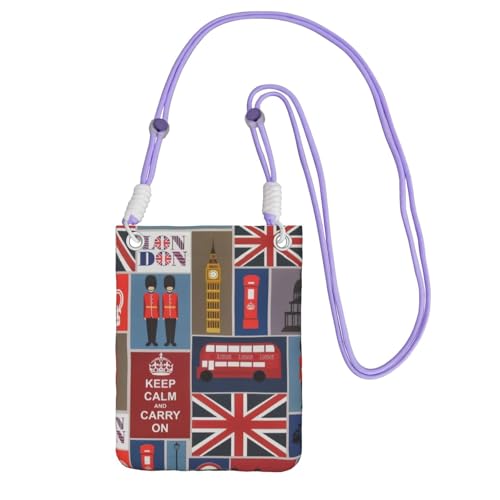 OKFSTY Ultraleichte Crossbody-Tasche mit englischen Symbolen, Smartphone-Reisetasche, Schultertasche, geeignet für die meisten Handys, violett, Einheitsgröße von OKFSTY