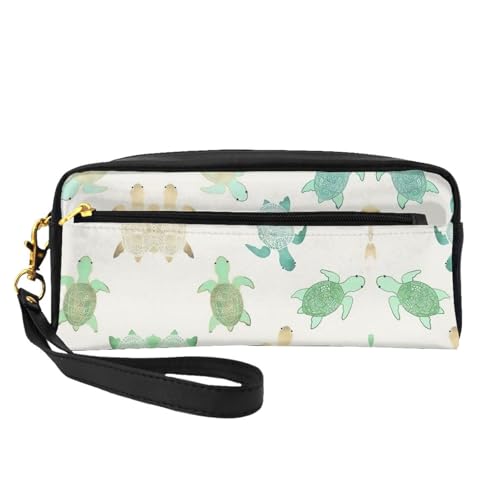 Turtle Write kleine Make-up-Tasche, Reise-Make-up-Tasche, Kosmetiktasche für Damen, Kosmetiktasche, langlebiger Reißverschluss, Schwarz , Einheitsgröße, Kosmetiktasche von OKFSTY