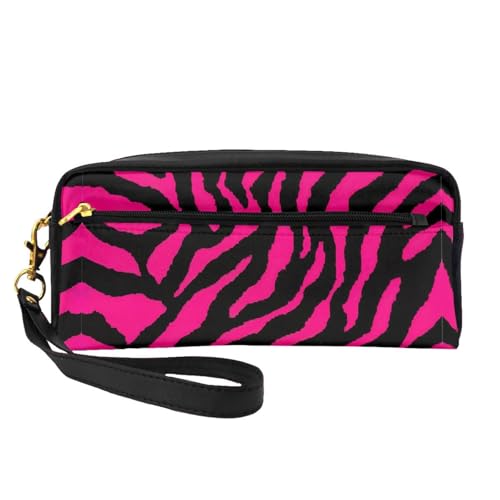 Zebra Tiger Leopard Pink Kleine Make-up-Tasche Reise Make-up Tasche Kosmetiktasche für Frauen Kosmetiktasche Langlebig Reißverschluss, Schwarz , Einheitsgröße, Kosmetiktasche von OKFSTY