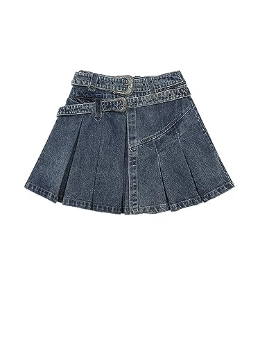 Blauer Denim-Minirock für Damen, modisch, koreanischer A-Linien-Faltenrock, Vintage, Harajuku, Y2k, Mädchen, Kawaii, Jeansrock, Streetwear, Sommer, Blau, S von OKGD