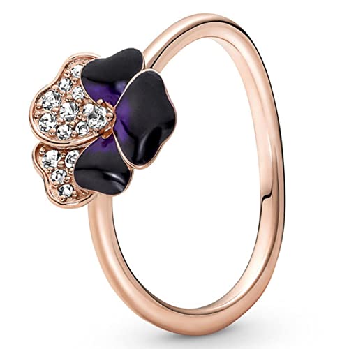 OKGD Damen-Ring mit Engelsflügeln, Sterling-Silber 925, Violett, Engelsflügel, Feder, Ewigkeitsring mit Kristallsteinen, europäischer Schmuck - 7,1 von OKGD