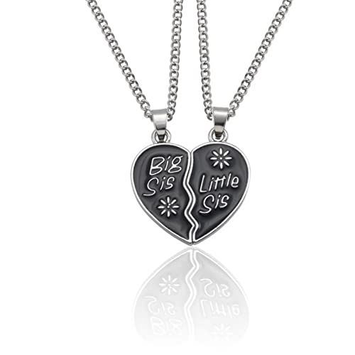 OKGD Juego de 2 collares para hermanas, colgante de corazón, rosa, negro, moda para hombres y mujeres, regalo de joyería para el Día de San Valentín-XL0064-Black von OKGD